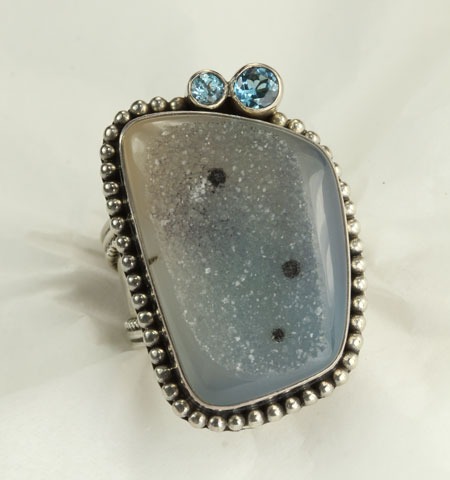Echo of the Dreamer Pale Mauve Chrysocolla Drusy Statement Ring
