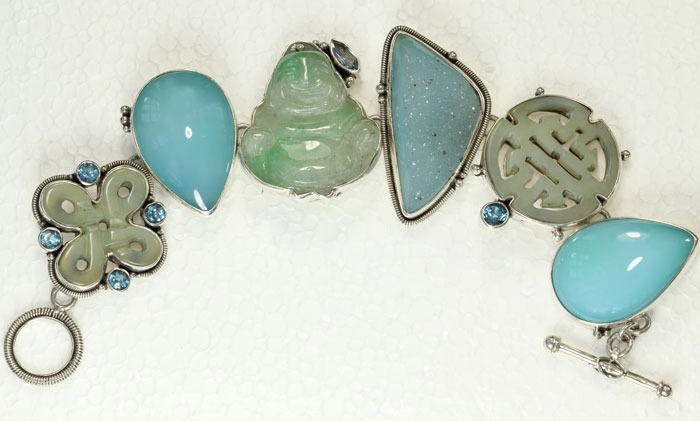 Echo of the Dreamer Jade Buddha Bracelet with Drusy