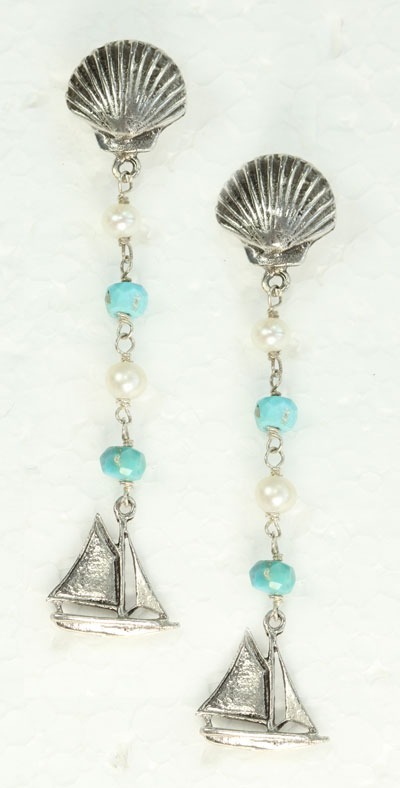 Mars & Valentine Sailboat Post Dangles