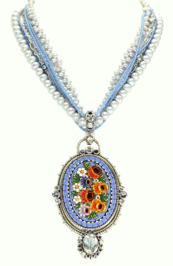 Mars & Valentine Very Large Antique Micro-Mosaic Pendant Necklace