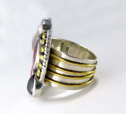 Pink Drusy Coin Pearl Cluster Ring--REGULAR PRICE $288.00
