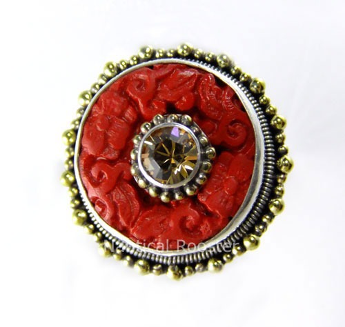 Hand Carved Cinnabar & Citrine--REGULAR PRICE $175.00