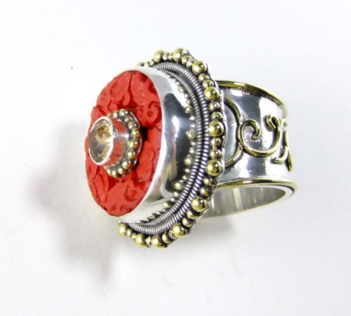 Hand Carved Cinnabar & Citrine--REGULAR PRICE $175.00