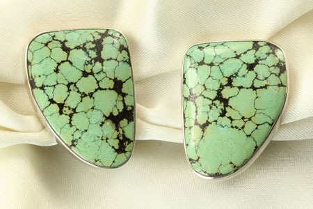 Green Turquoise Clip Earrings
