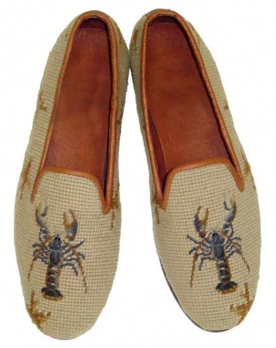 By Paige Tan Lobster Needlepoint Loafers