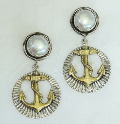 Mars & Valentine Anchors Aweigh Post Earrings