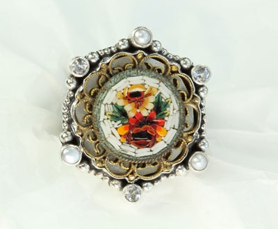 Filigree Frame Micro-Mosaic Ring