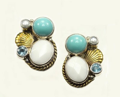 Petite Vintage Turquoise Clip Earrings