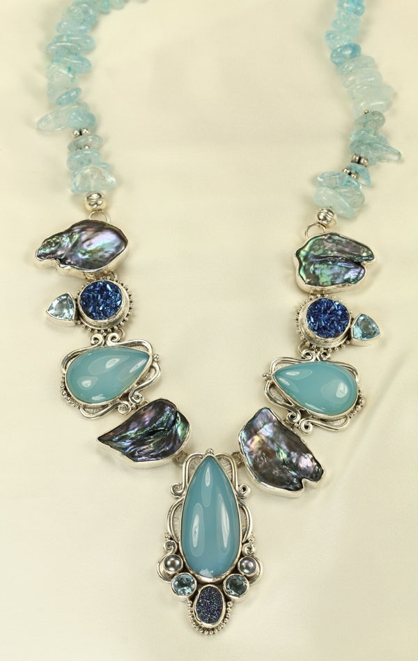 Large Blue Cluster Post Earrings