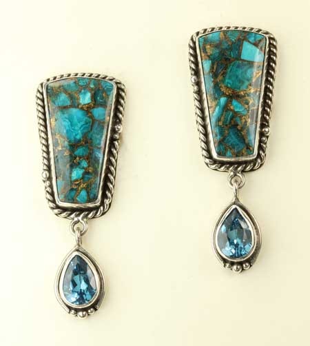 Parrot Wing Chrysocolla Clip Earrings