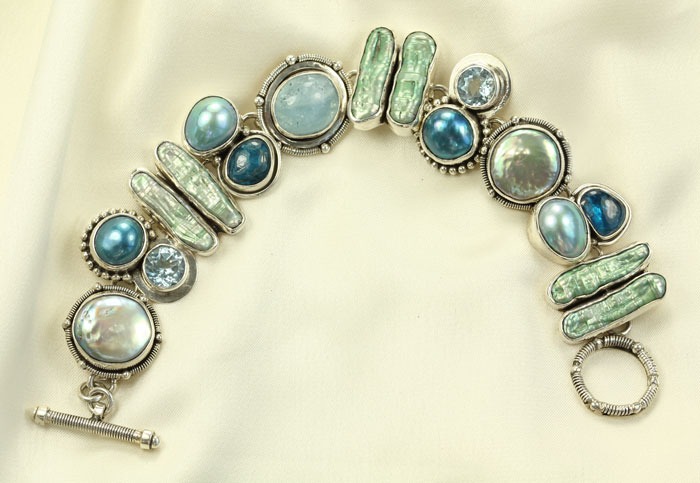 Soft Blue & Green Pearl Bracelet