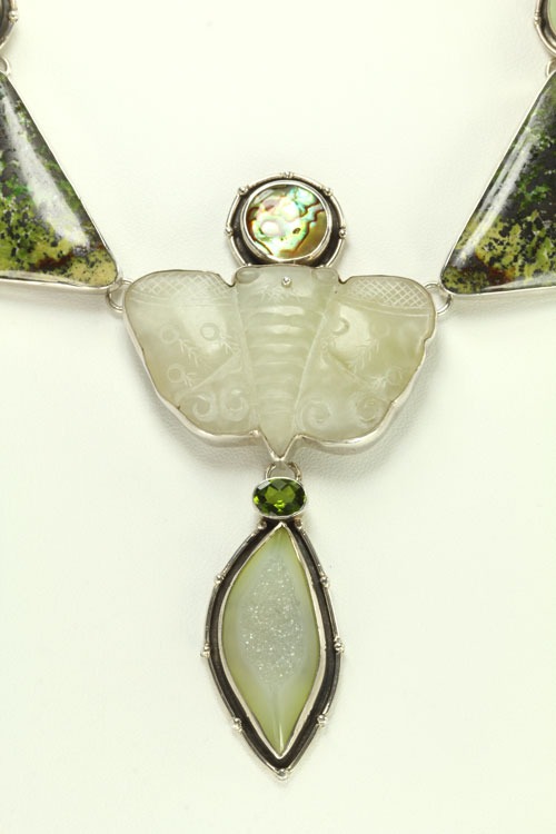 Echo of the Dreamer Jade Butterfly Statement Necklace