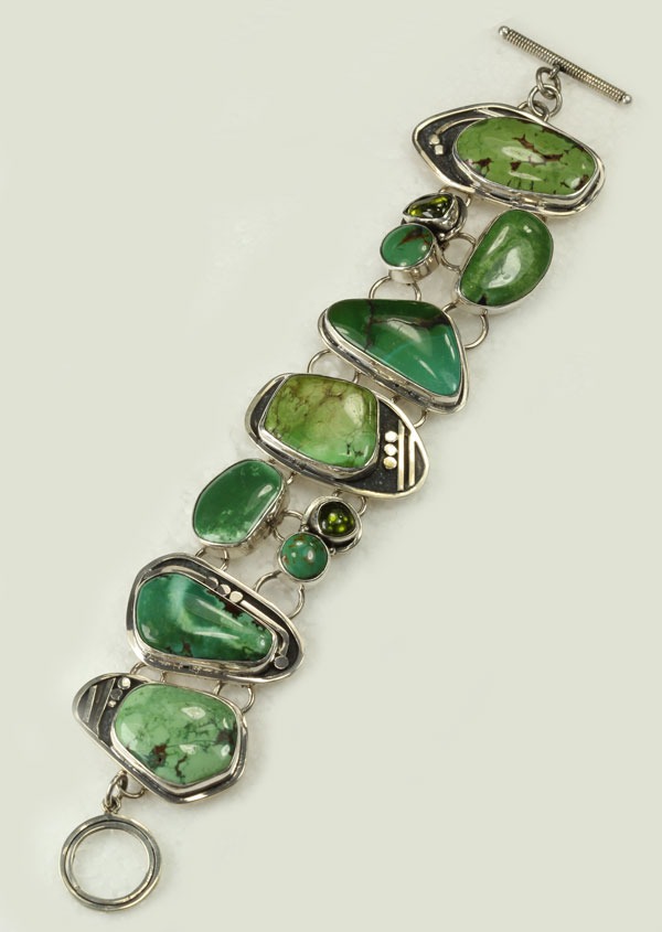 Echo of the Dreamer Free Form Turquoise Bracelet with Vesuvanite