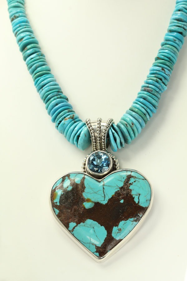 Echo of the Dreamer Large Turquoise Heart Statement Necklace