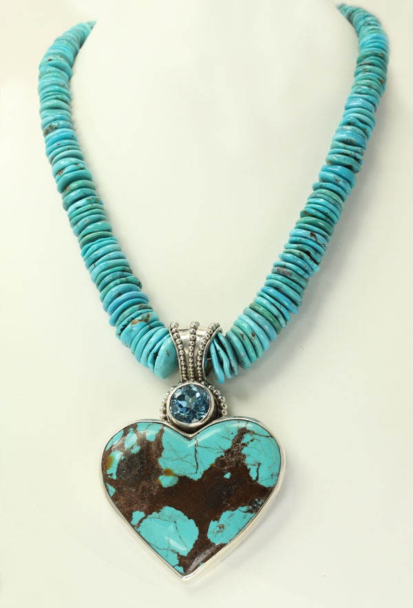 Echo of the Dreamer Large Turquoise Heart Statement Necklace