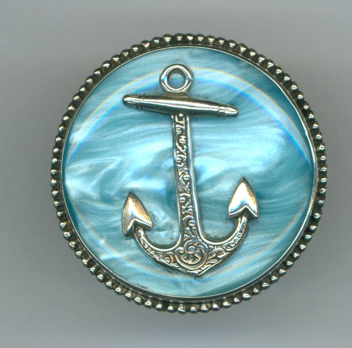 Sterling Silver Anchor Ring on Vintage Mother of Pearl