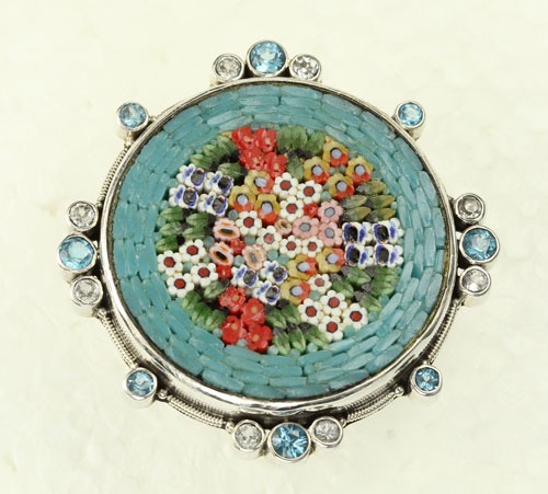 Mars & Valentine Very Large Blue Micro-Mosaic Statement Ring
