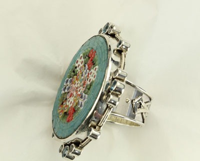 Mars & Valentine Very Large Blue Micro-Mosaic Statement Ring