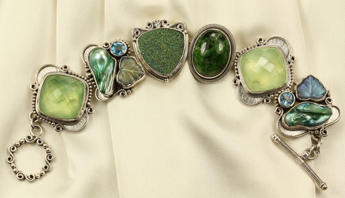 Echo of the Dreamer Prehnite & Pearl Bracelet--A  STONE OF UNCONDITIONAL LOVE