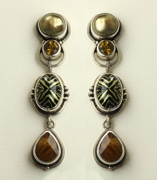 ECHO OF THE DREAMER Copper Pearl & Animal Print Post Dangles--ORIGINALLY $178.00--NOW 25% OFF
