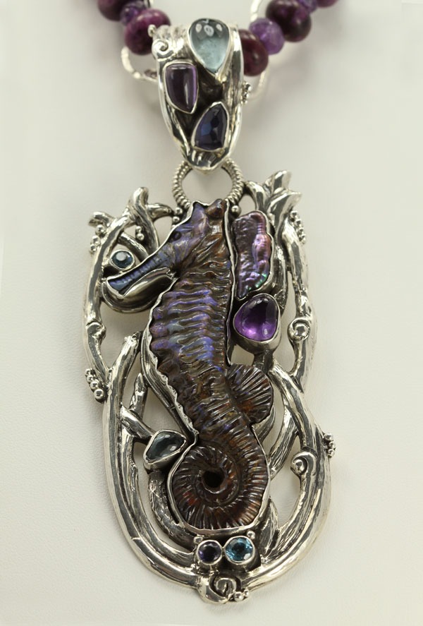 ECHO OF THE DREAMER Boulder Opal Seahorse Statement Necklace--ORIGINALLY $1196.00--NOW 25% OFF