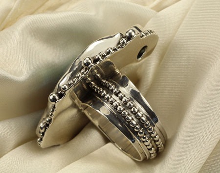 Large Blue Green Freeform Pearl Ring with Blue Topaz--ORIGINALLY $265.00--NOW 25% OFF