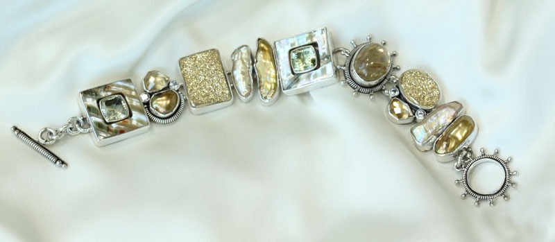 ECHO OF THE DREAMER Drusy & Pearl  Bracelet--ORIGINALLY $585.00--NOW 25% OFF