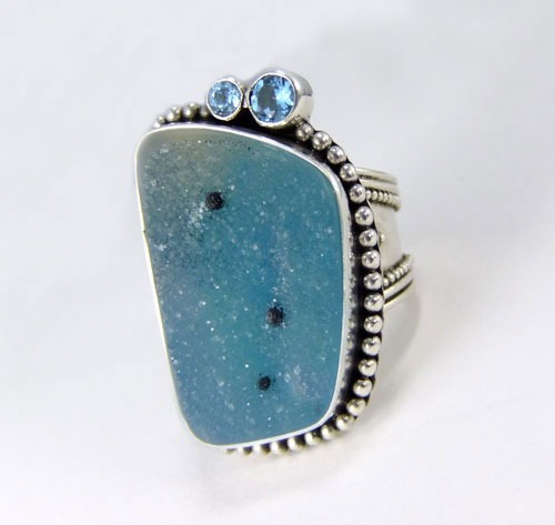 ECHO OF THE DREAMER Chrysocolla Drusy Statement Ring--ORIGINALLY $289.00--NOW 25% OFF