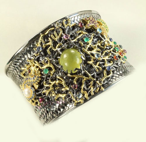 Amy Kahn Russell Wide Jeweled Sea Life Cuff