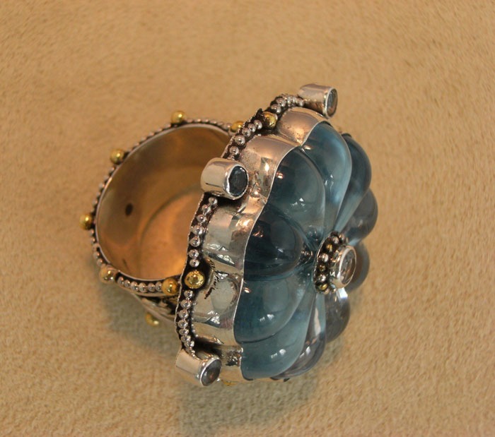Mars & Valentine  Blue Galaxy Large Statement Ring