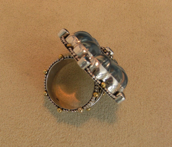 Mars & Valentine  Blue Galaxy Large Statement Ring