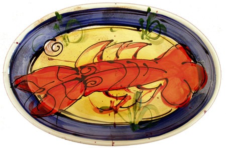 Blue and Yellow Lobster Platters