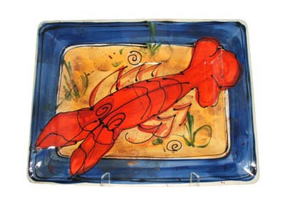 Blue and Yellow Lobster Platters