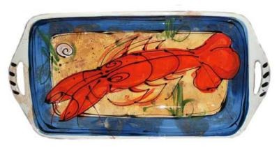 Blue and Yellow Lobster Platters