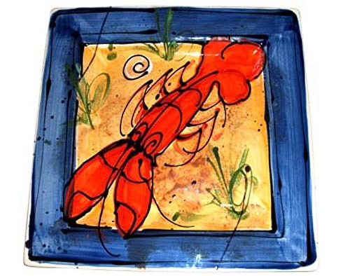 Blue and Yellow Lobster Platters