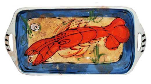 Blue and Yellow Lobster Platters
