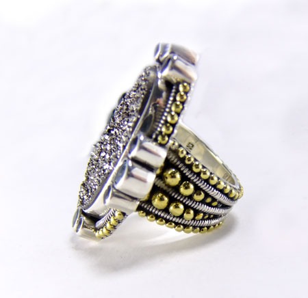 Mars & Valentine Black Drusy Atmosphere Statement Ring 