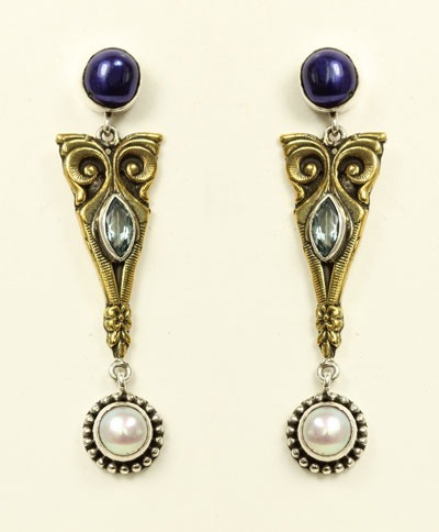 Cybele Post Dangles with Denim Blue Pearls--ORIGINALLY $143.00