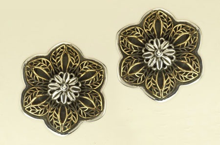 Amy Kahn Russell Large Filigree Flower Earrings--BOTH POST & CLIP IN STOCK