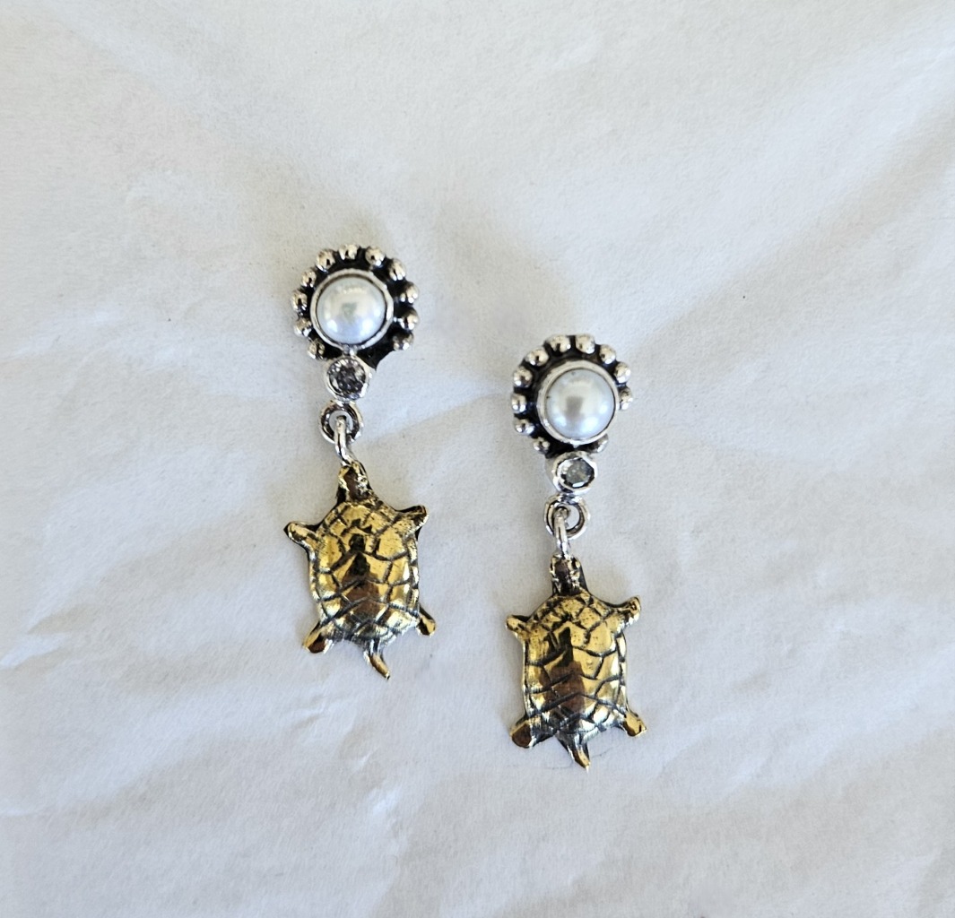 Echo of the Dreamer Petite Turtle Post Dangle Earrings