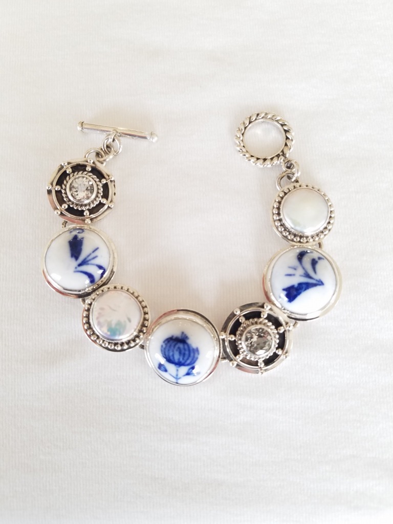 Echo of the Dreamer Vintage Blue & White Porcelain Bracelet