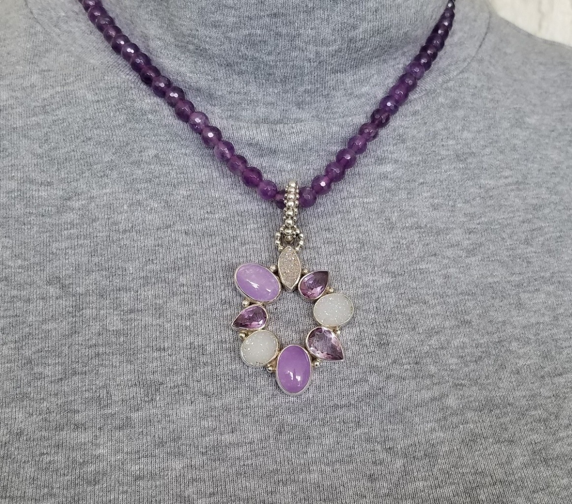 Echo of the Dreamer Lavender Chalcedony Pendant Necklace  