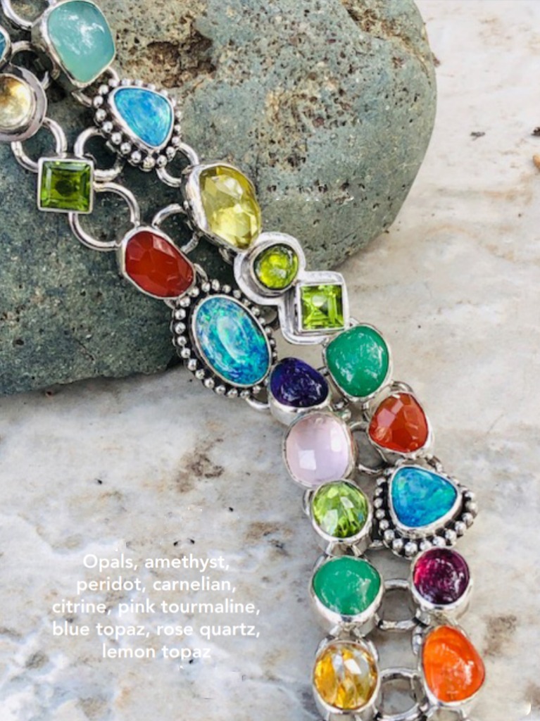 Echo of the Dreamer Opal & Multi-Color Gemstone Clasp Bracelet