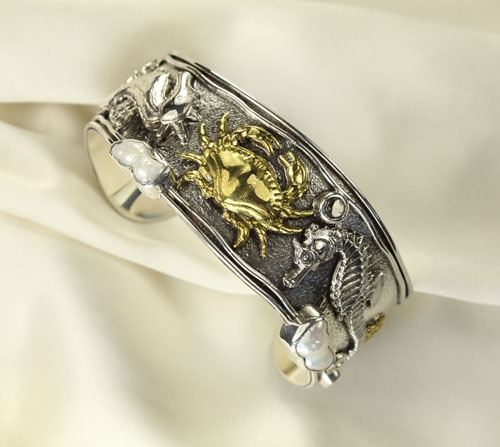 Mars & Valentine Sterling Silver Sea Life Cuff 