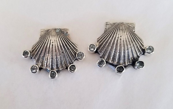 Mars & Valentine Sterling Silver Shell Clip Earrings