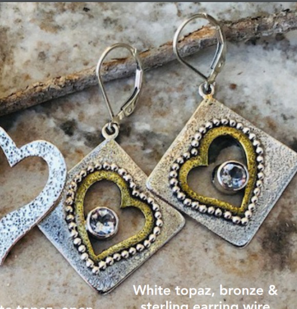 Echo of the Dreamer Sterling Silver & Bronze Heart Lever Back Earrings