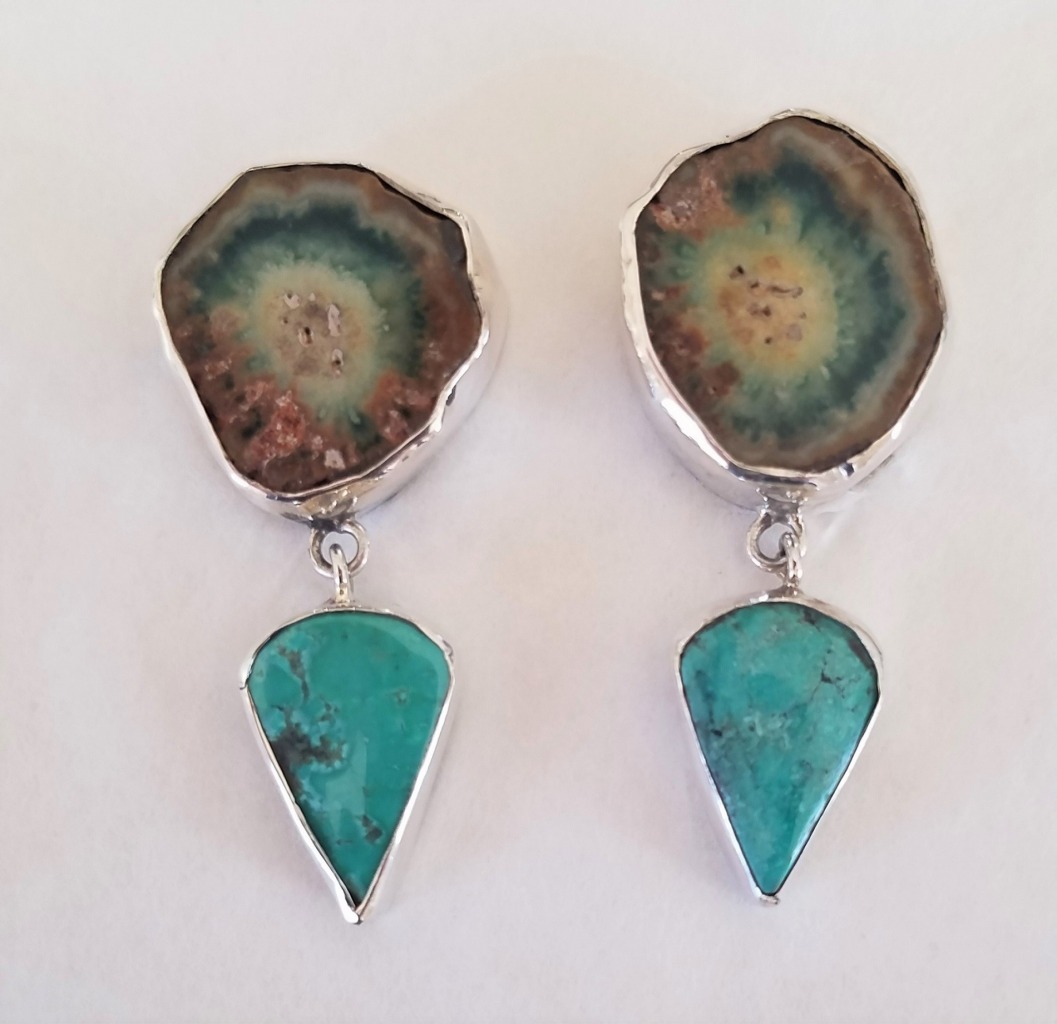 Echo of the Dreamer Stalagtite Turquoise Clip Dangle Earrings