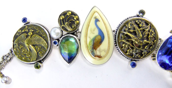 Peacock Cameo Large Statement Bracelet by Mars & Valentine