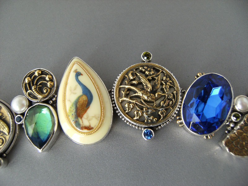 Peacock Cameo Large Statement Bracelet by Mars & Valentine