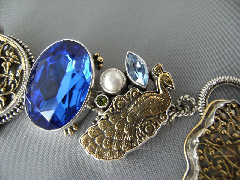 Peacock Cameo Large Statement Bracelet by Mars & Valentine